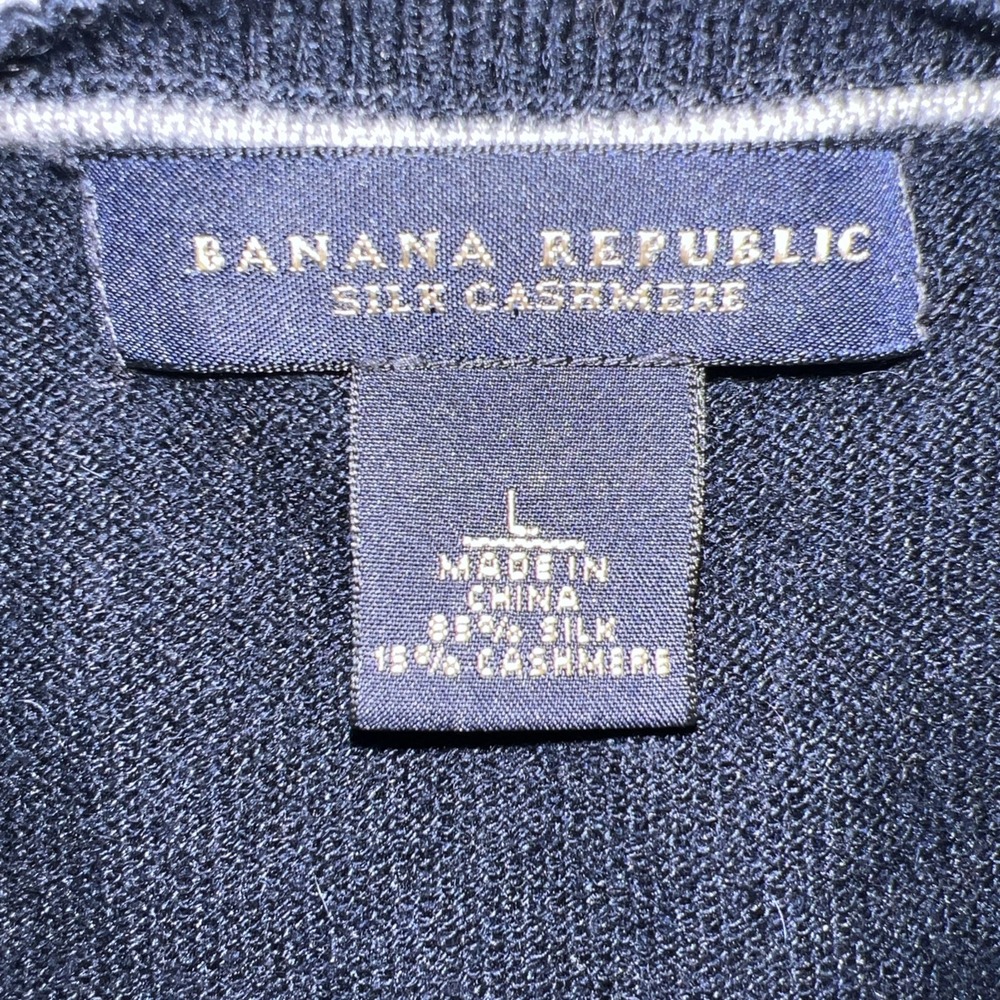 Banana Republic Mens Silk Cashmere V-Neck Sweater Navy Blue Large RN 54023 - Picture 10 of 10